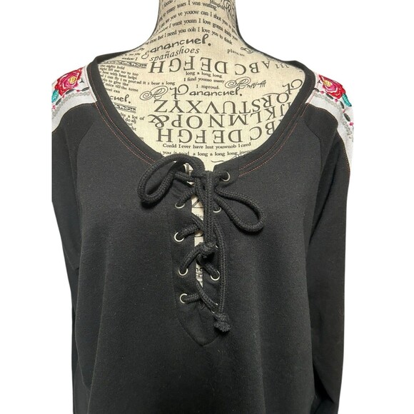 Rock and Roll Cowgirl Sz XXL Embroidered Lace Up V-neck Whimsical Horse Rodeo - Picture 2 of 9